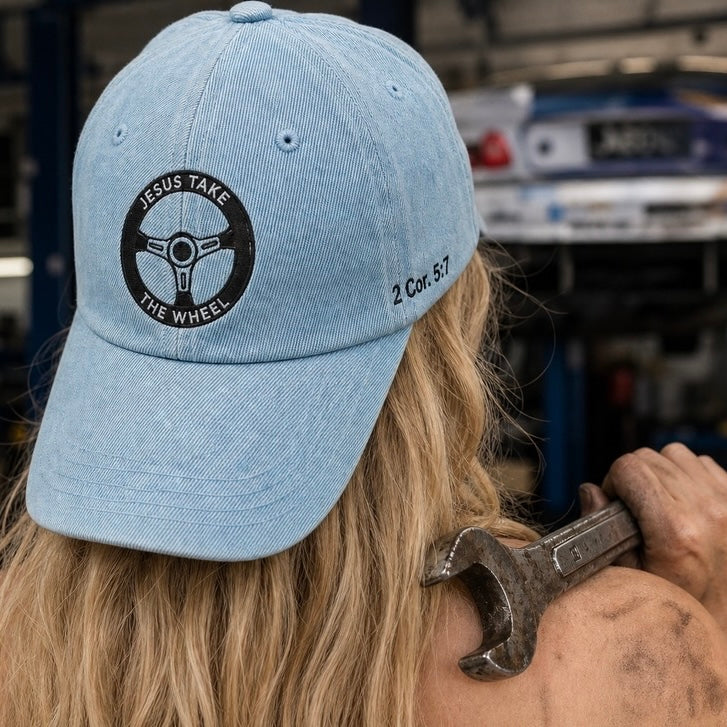 Jesus Take The Wheel Denim Hat